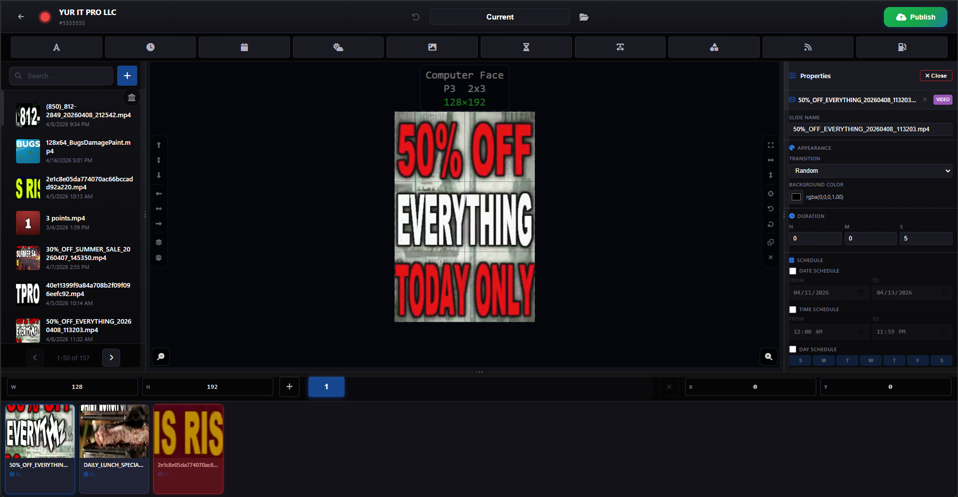 HCILEDs Simply Brilliant - hcileds editor playlist2 - Cloud LED Sign Management Platform